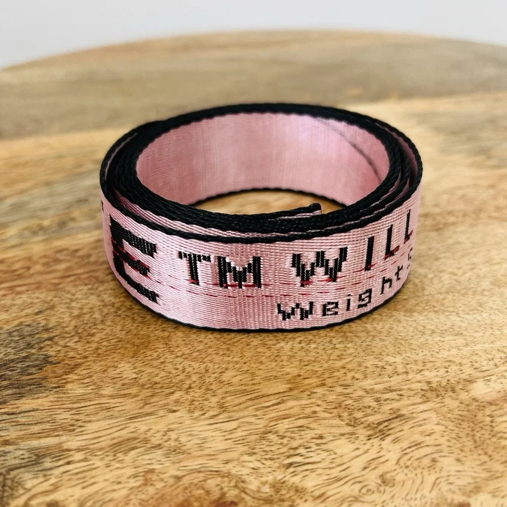 Off White Pink Industrial D-Ring Belt Tow Strap Overall Length 53